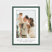 Minimal Green Border Photo Elegant Christmas Feestdagen Kaart (Voorkant)