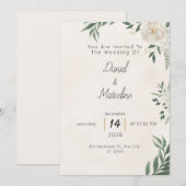 Minimal Green Botanical Wedding Invitation Kaart (Voorkant / Achterkant)