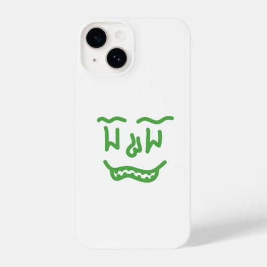 Minimal Green Doodle Face iPhone Case – Modern Art iPhone Hoesje (Achterkant)
