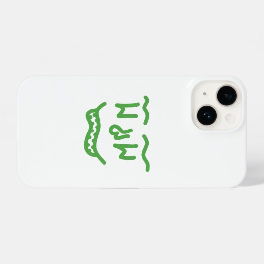 Minimal Green Doodle Face iPhone Case – Modern Art iPhone Hoesje (Achterkant horizontaal)