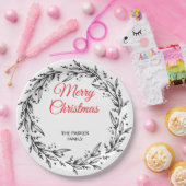 Minimal Green Leaf Holiday Dinner Plate Papieren Bordje (Feest)