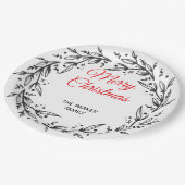 Minimal Green Leaf Holiday Dinner Plate Papieren Bordje (Gekanteld)