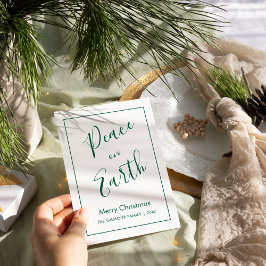 Minimal|Green Peace on Earth Christmas Card Kaart