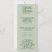 Minimal Green Sage Wedding Programs Kaart (Achterkant)