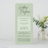 Minimal Green Sage Wedding Programs Kaart (Staand voorkant)
