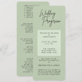 Minimal Green Sage Wedding Programs Kaart (Voorkant / Achterkant)