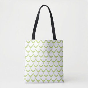 Minimal Green Scallop Pattern Canvas tas
