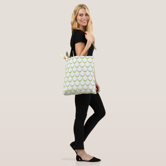 Minimal Green Scallop Pattern Canvas tas (Op model)