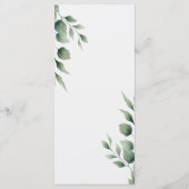 Minimal Greenery laat modern wit huwelijksmenu ach Menu (Achterkant)