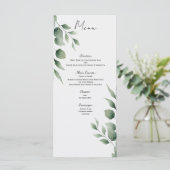 Minimal Greenery laat modern wit huwelijksmenu ach Menu (Staand voorkant)