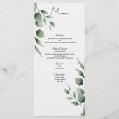 Minimal Greenery laat modern wit huwelijksmenu ach Menu (Voorkant)