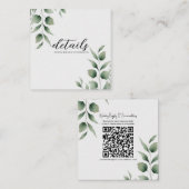 Minimal Greenery laat moderne trouwdetails achter Vierkante Visitekaartje (Voorkant / Achterkant)