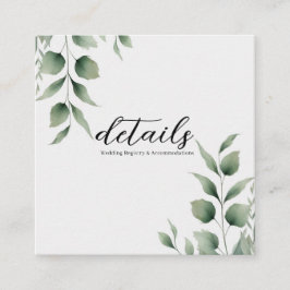 Minimal Greenery laat moderne trouwdetails achter Vierkante Visitekaartje