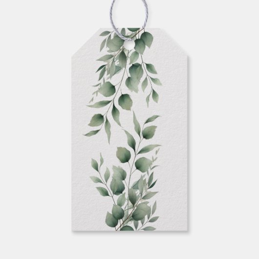 Minimal Greenery laat moderne witte bruiloft achte Cadeaulabel (Achterkant)