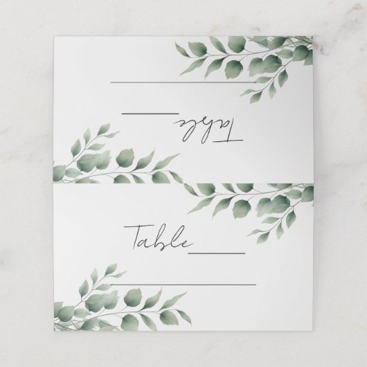 Minimal Greenery laat moderne witte bruiloft achte Plaatskaartje (Buitenkant ongevouwen)