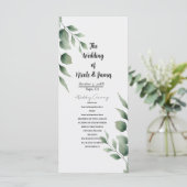 Minimal Greenery laat moderne witte bruiloft achte Programmakaart (Staand voorkant)