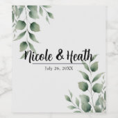 Minimal Greenery laat moderne witte bruiloft achte Wijn Etiket (Enkel label)