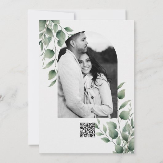 Minimal Greenery Leaves Modern White Dank u Kaart (Achterkant)