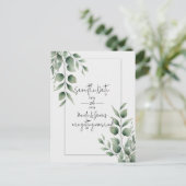 Minimal Greenery Leaves Modern White Save the Date Aankondigingskaart (Staand voorkant)