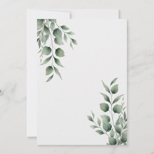 Minimal Greenery Leaves Modern White Save the Date Kaart (Achterkant)