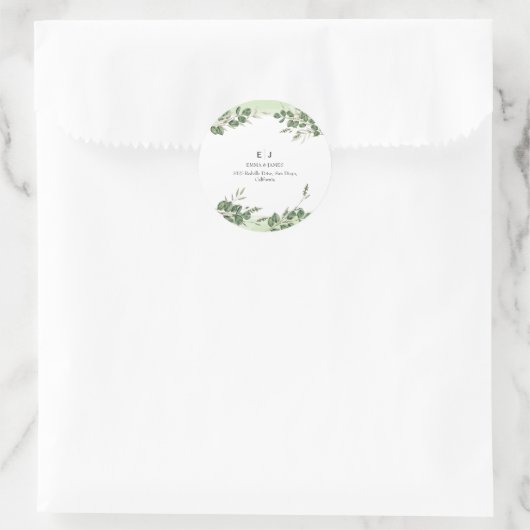 Minimal Greenery Monogram Ronde Sticker (Tas)