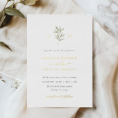 Minimal Greenery Olive Branch Huwelijksuitnodiging Folie Uitnodiging