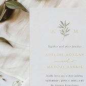 Minimal Greenery Olive Branch Huwelijksuitnodiging Folie Uitnodiging