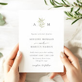 Minimal Greenery Olive Branch Huwelijksuitnodiging Kaart