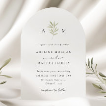 Minimal Greenery Olive Branch Huwelijksuitnodiging