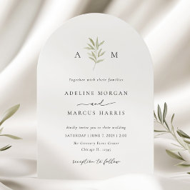 Minimal Greenery Olive Branch Huwelijksuitnodiging Kaart