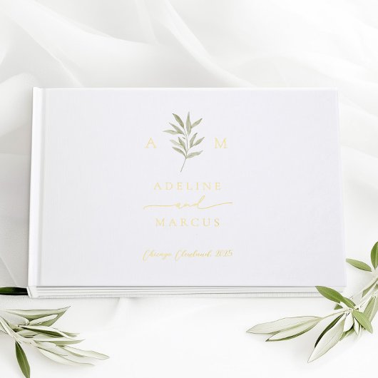 Minimal Greenery Olive Branch Wedding Folie Gast B Gastenboek