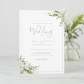 Minimal Greenery Sage Green Leaf Wedding Kaart (Staand voorkant)