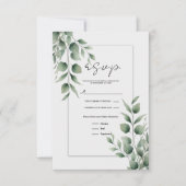 Minimal Greenery verlaat moderne witte bruiloft RS RSVP Kaartje (Voorkant)