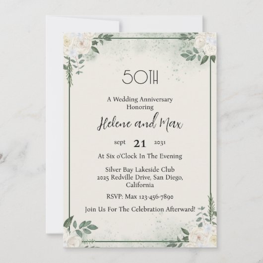 Minimal Greenery Wedding Jubileum Uitnodigingen (Voorkant)