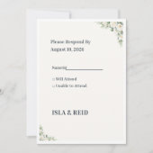 Minimal Greenery Wedding RSVP Card | Elegant Flora Kaart (Voorkant)