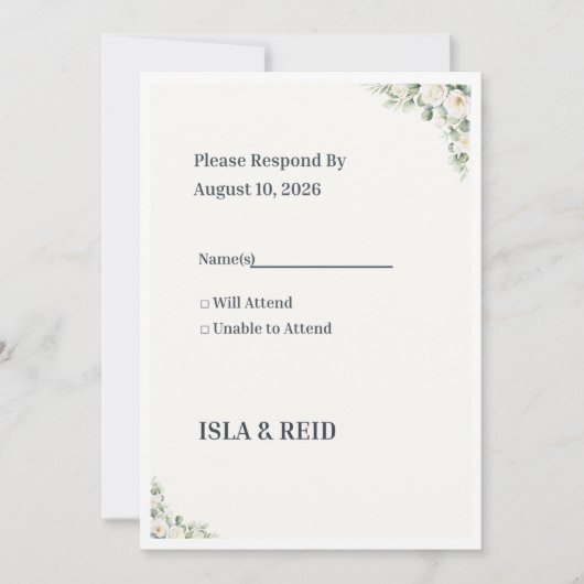 Minimal Greenery Wedding RSVP Card | Elegant Flora Kaart (Voorkant)
