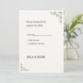 Minimal Greenery Wedding RSVP Card | Elegant Flora Kaart (Staand voorkant)