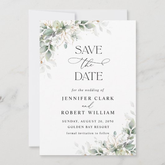 Minimal Greenery Wedding Save The Date (Voorkant)