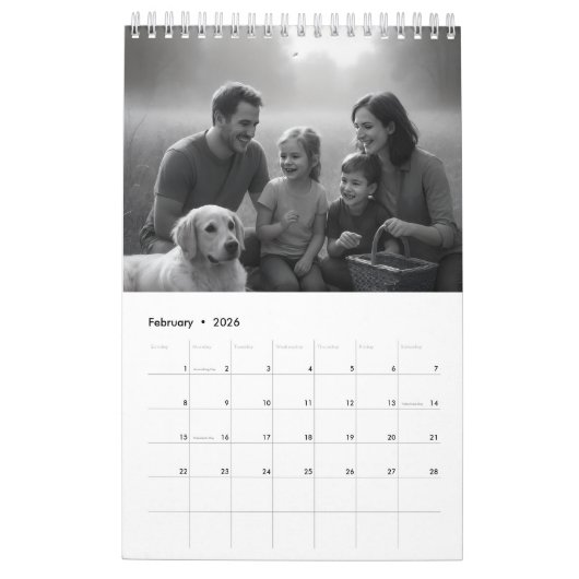 Minimal Grey and White Family Moments 14-Photo Kalender (Feb 2026)