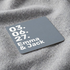 Minimal grey bold modern wedding date and names kartonnen onderzetters