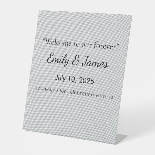 Minimal Grey Polka Dot Pattern  Reclamebord Met Voetstuk (Voorkant)