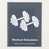 Minimal Grey White Dumbbell Motto Workout Schedule Planner (Voorkant)
