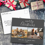 Minimal Grijs Kerstschrift Familie 2 Foto Feestdagenkaart<br><div class="desc">Minimale grijze kerst-serie 2 fotocollage-feestdag-kaart. Voeg 2 foto's en tekst toe,  en maak een trendy en kic familie kerstkaart.</div>
