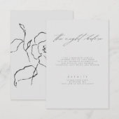 Minimal Grijs Zwart Fine Art Floral Wedding Detail Informatiekaartje (Voorkant / Achterkant)