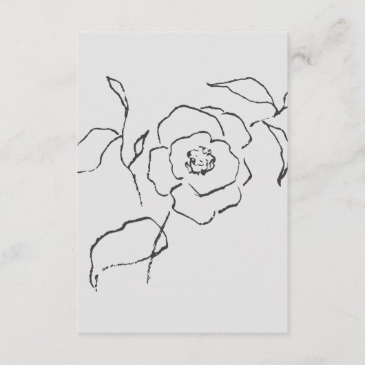 Minimal Grijs Zwart Fine Art Floral Wedding Detail Informatiekaartje (Achterkant)