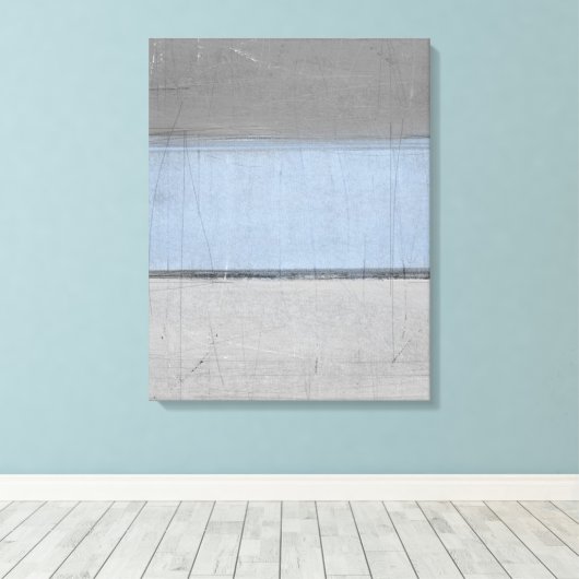 'Minimal' Grijze en Blauwe Abstracte Kunst Canvas Afdruk (Insitu (Houten vloer))