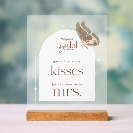 Minimal Guess How Many Kisses Bridal Shower Game Acryl Bord (Neutraal)