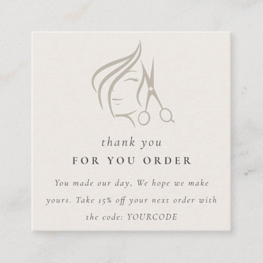 Minimal Haarstylist Ivory Hair Scissor Bedankt Vierkante Visitekaartje (Voorkant)