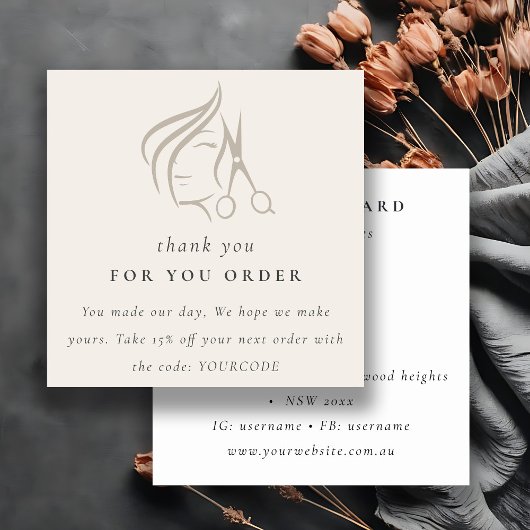 Minimal Haarstylist Ivory Hair Scissor Bedankt Vierkante Visitekaartje