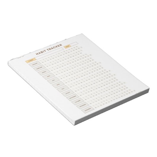 Minimal Habit Tracker Beige Grid Design Notitieblok (Schuin)